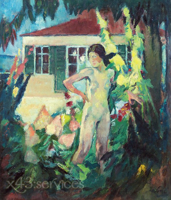 Leo Putz - Akt im Garten - Nude in garden